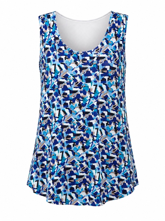 Philosophy Tops - Philosophy Abstract Pattern Top - Blue, Black, White 1X Stretchy, lightweight